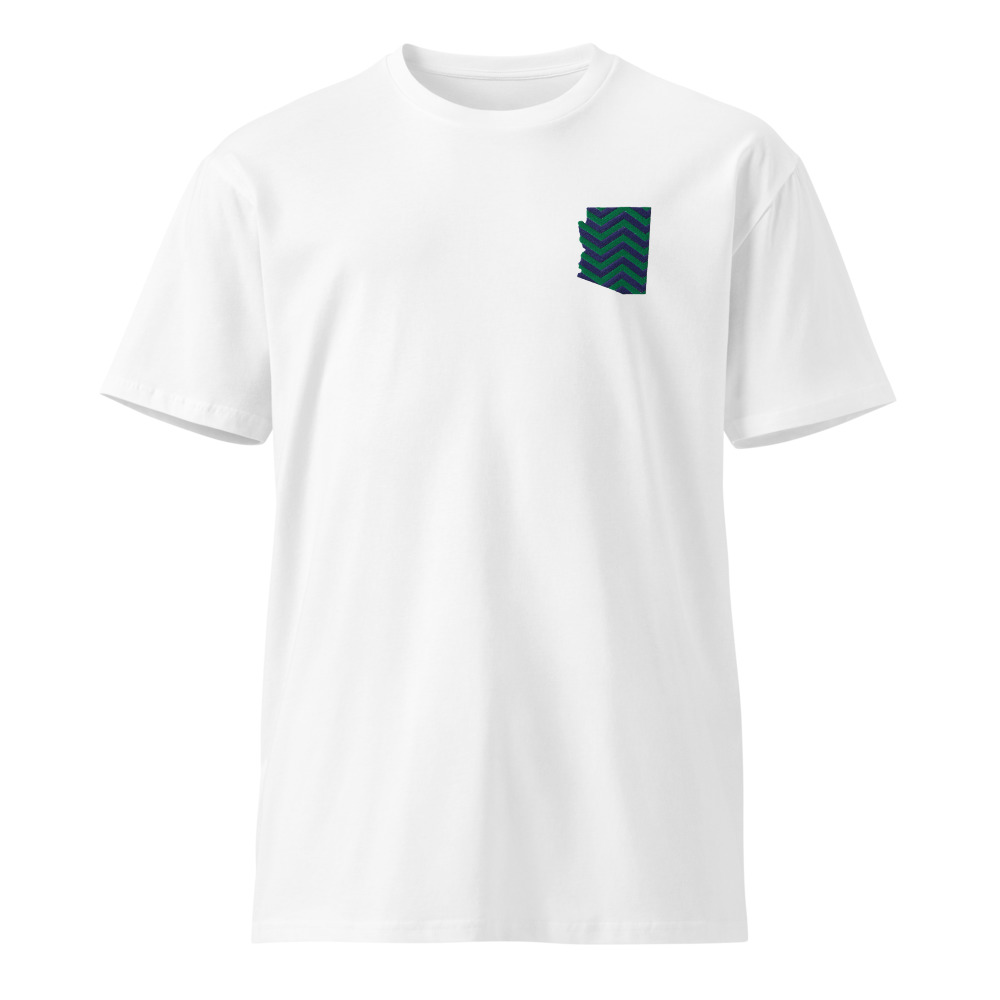 Embroidery T Shirt in White with a Arizona chevron design