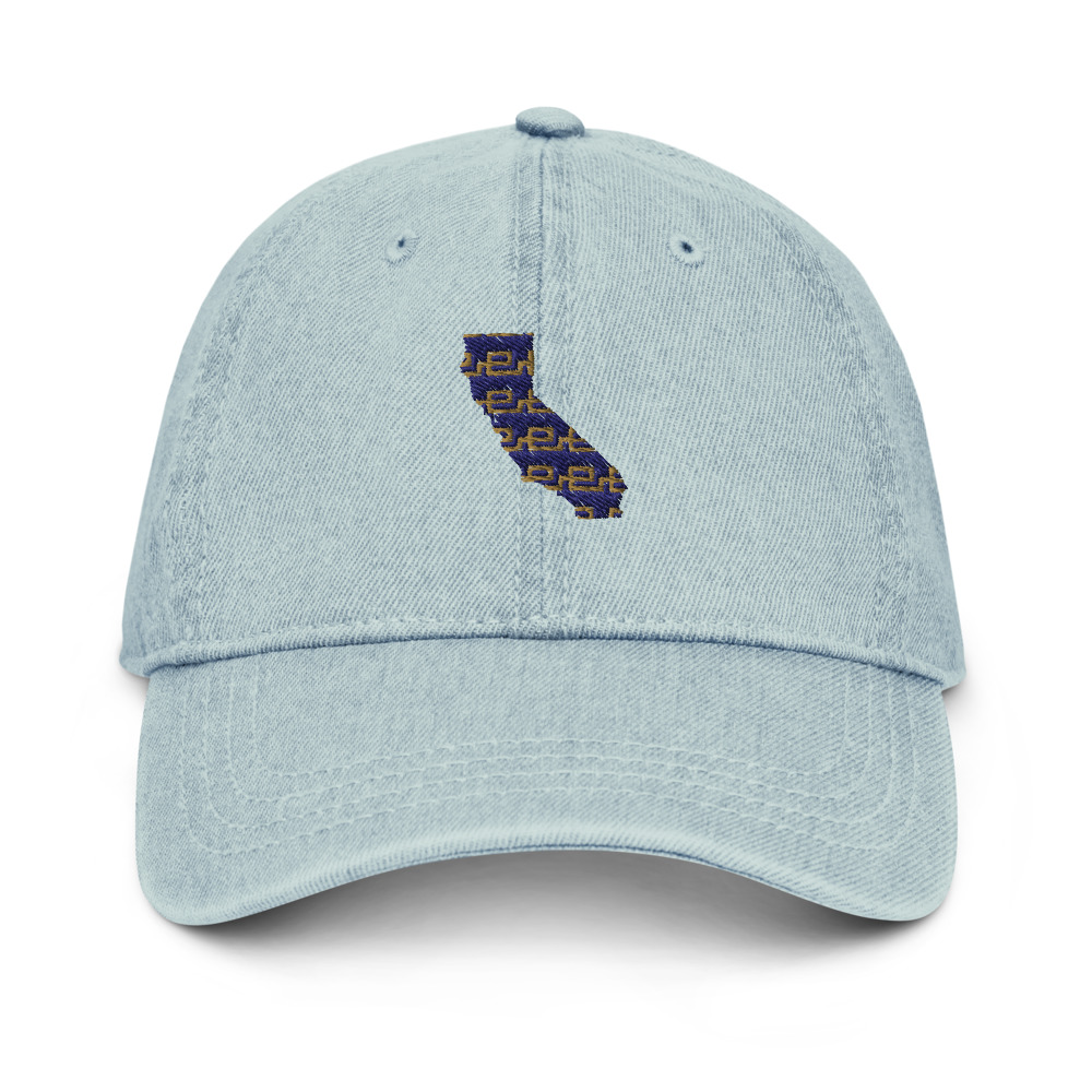 Light Denim Hat in Light Blue with a California Meander design