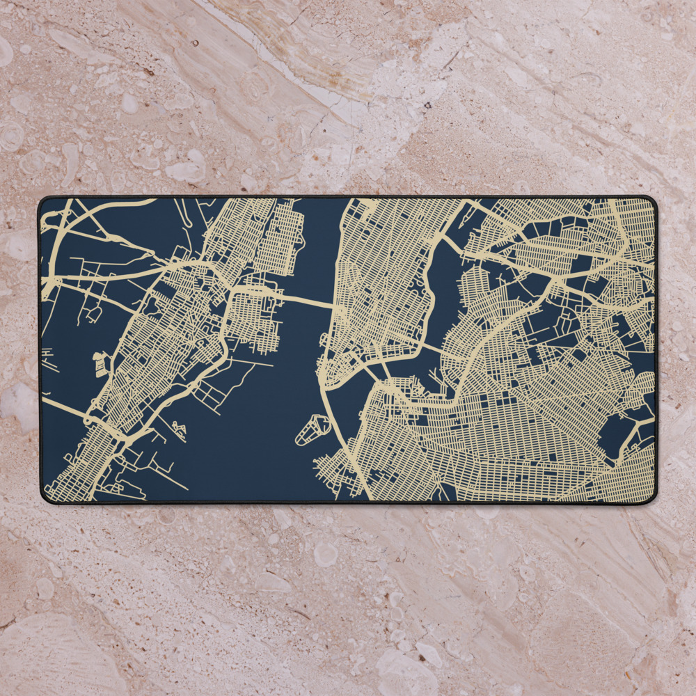Custom Roads Map Desk Mat with a personalized map design