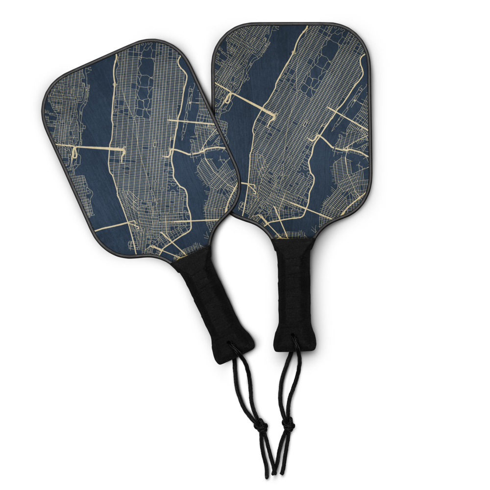 Custom Roads Map Pickleball Paddle Set with a personalized map design