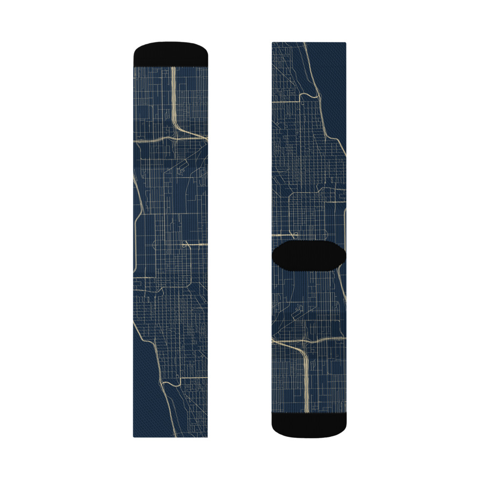 Custom Roads Map Socks with a personalized map design