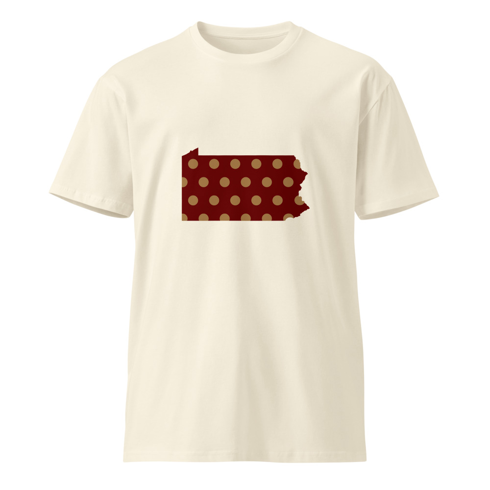 T Shirt in Natural with a Pennsylvania polka dots design