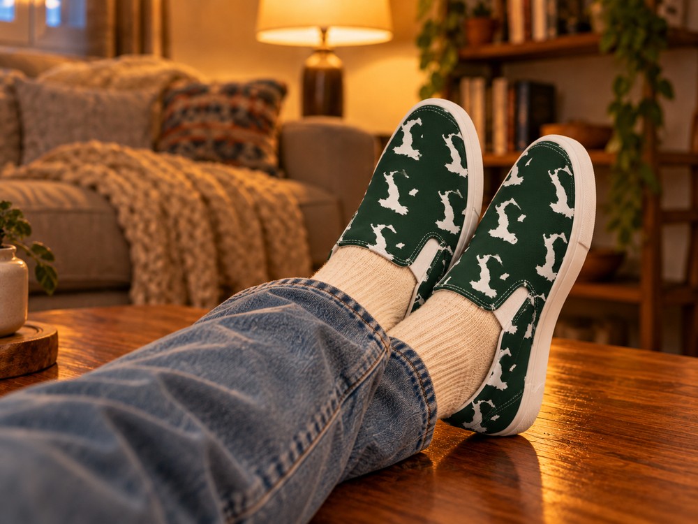 Women's repeat print slip-on shoes